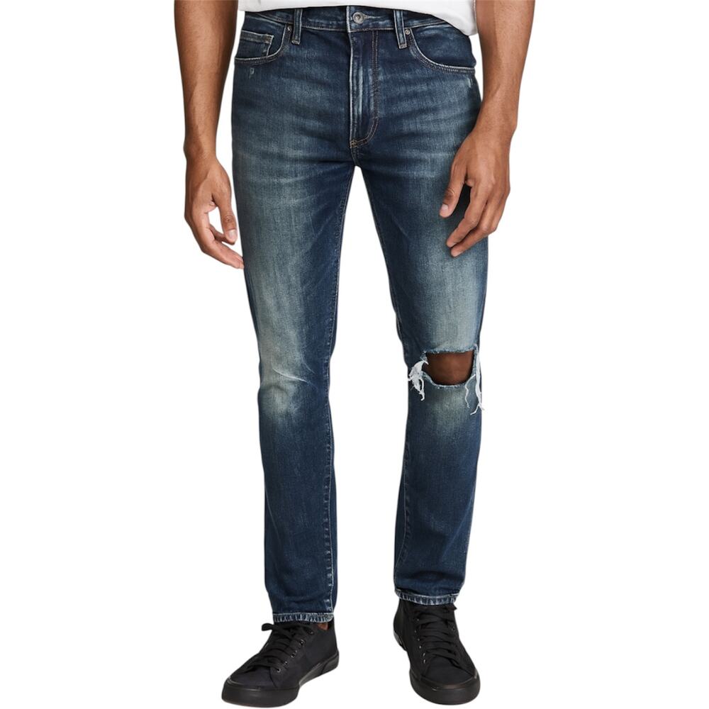 Diesel Thommer Slim Straight Leg Jeans Distressed Ripped Medium Wash Blue 32x30
